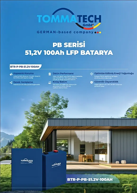 TommaTech PB Serisi 51,2V 100Ah LiFePO4 Batarya